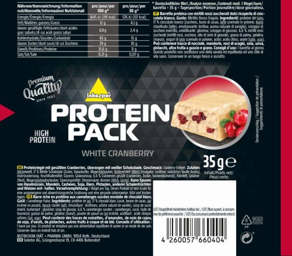 Produktbild INKOSPOR Protein Pack-Riegel White Cranberry, 24 x 35 g